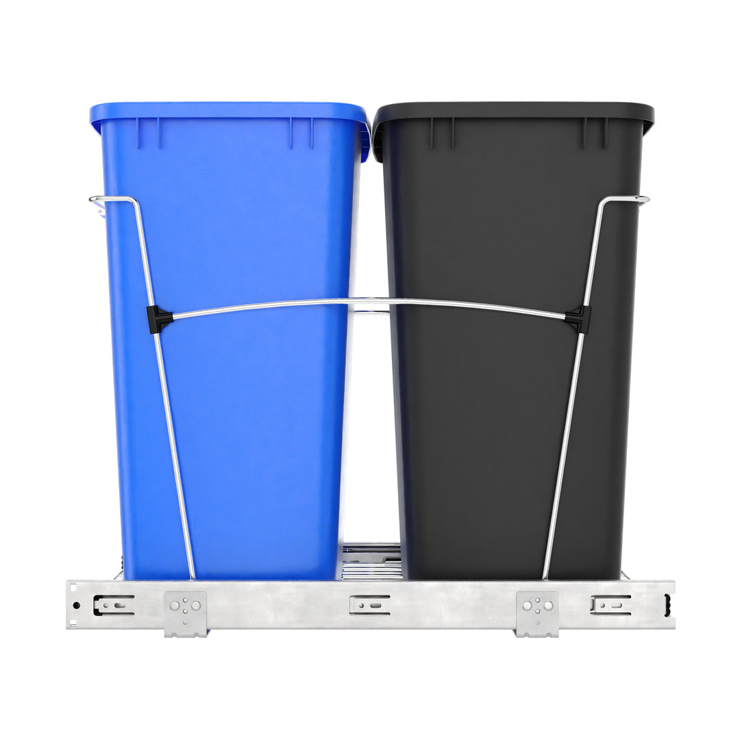 Rev-A-Shelf Double Pullout Trash Can 35 qt. for Kitchen, RV-18KD-2218C-S