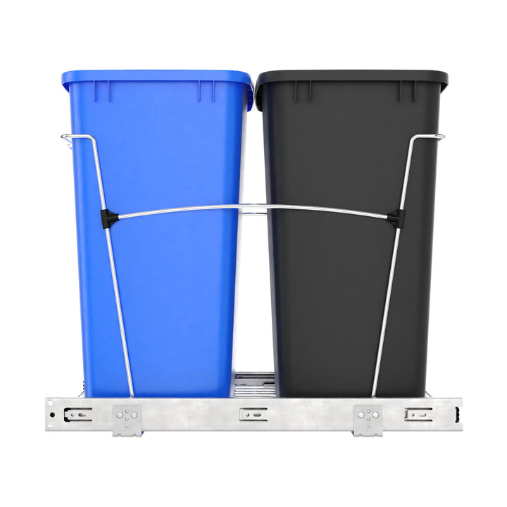Rev-A-Shelf Double Pullout Trash Can 35 qt. for Kitchen, RV-18KD-2218C-S