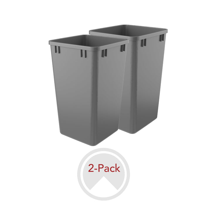 Rev-A-Shelf Polymer Replacement 27 qt. Trash Bin, Silver, 2 Pack, RV-1024-17-2