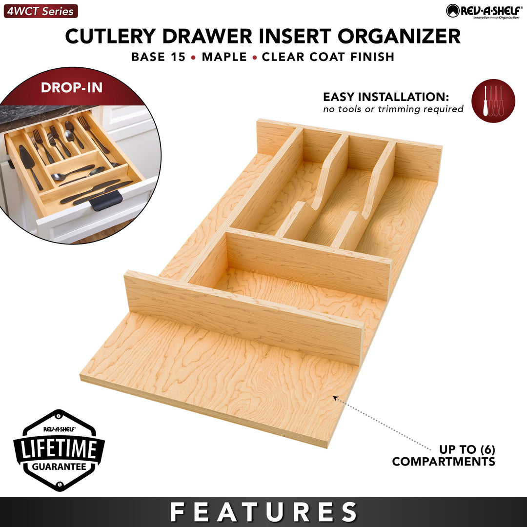 Rev-A-Shelf Natural Maple Right Size Utensil Drawer Insert, 10-1/4" x 19-1/2