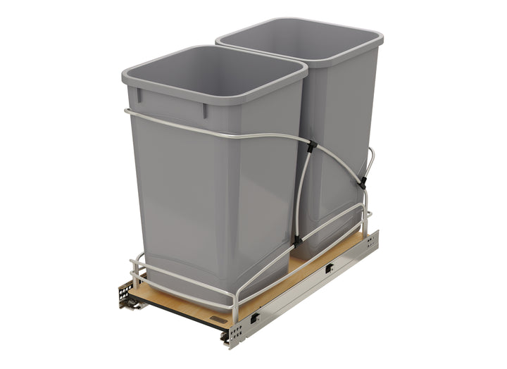 Rev-A-Shelf Double 27 qt. Pullout Trash Containers, Gray, 54WC-1527SC-17-1