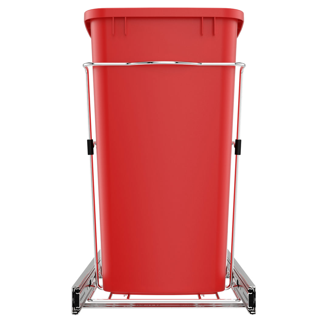 Rev-A-Shelf Pullout Trash Can 35 qt. for Kitchen Cabinets, Red, RV-12KD-16C-S