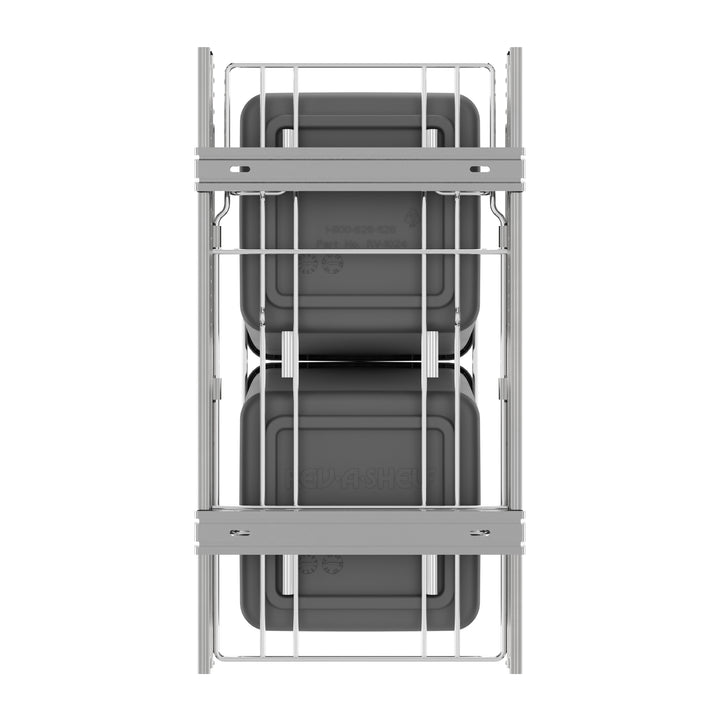 Rev-A-Shelf Double Pullout Trash Cans 27 qt. for Kitchen, Silver, RV-15KD-17C S