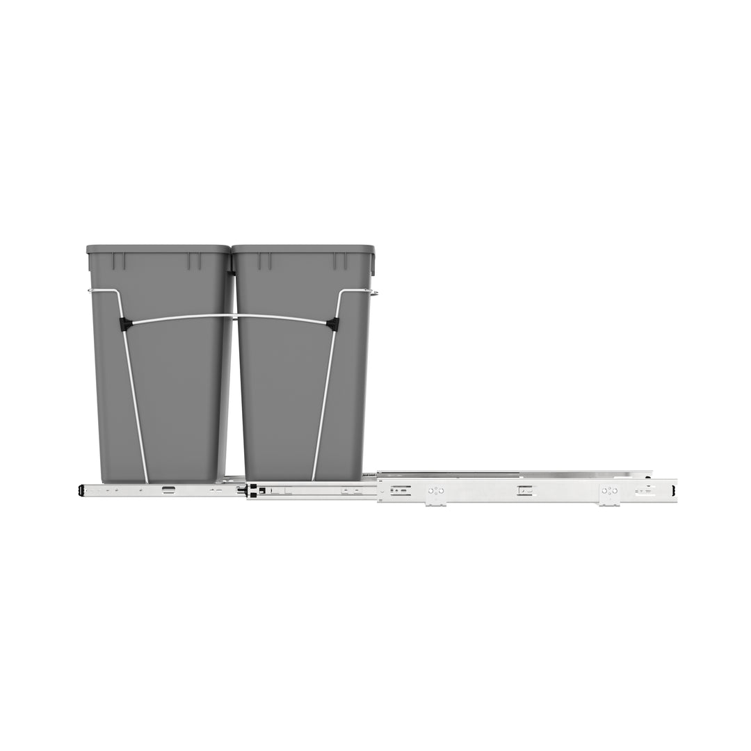 Rev-A-Shelf Double Pullout Trash Cans 27 qt. for Kitchen, Silver, RV-15KD-17C S
