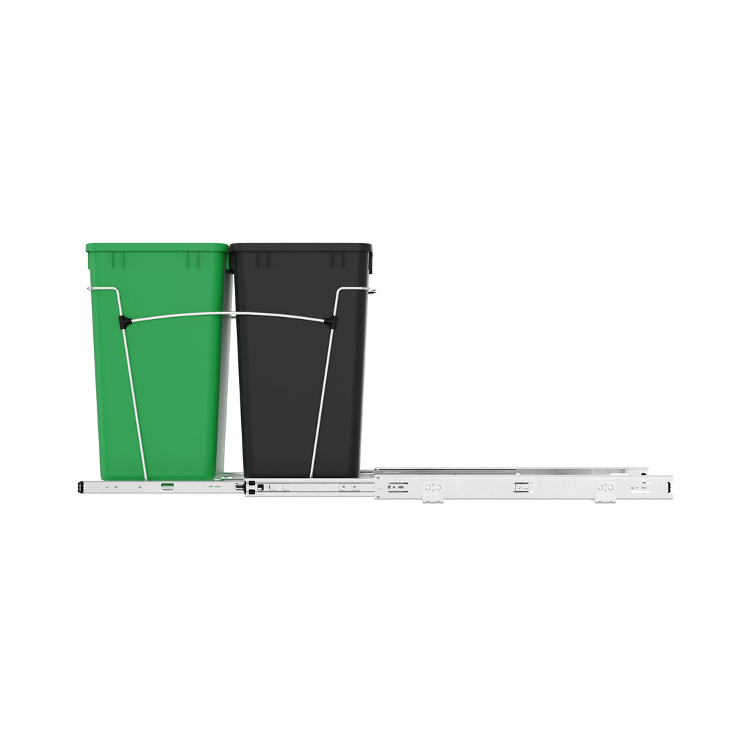 Rev-A-Shelf Double Pullout Trash Can 27 qt. for Kitchen, Green, RV-15KD-1918C-S