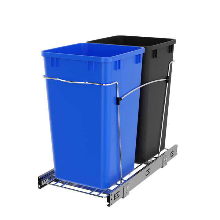 Rev-A-Shelf Double Pullout Trash Can 27 qt. for Kitchen, RV-15KD-2218C-S