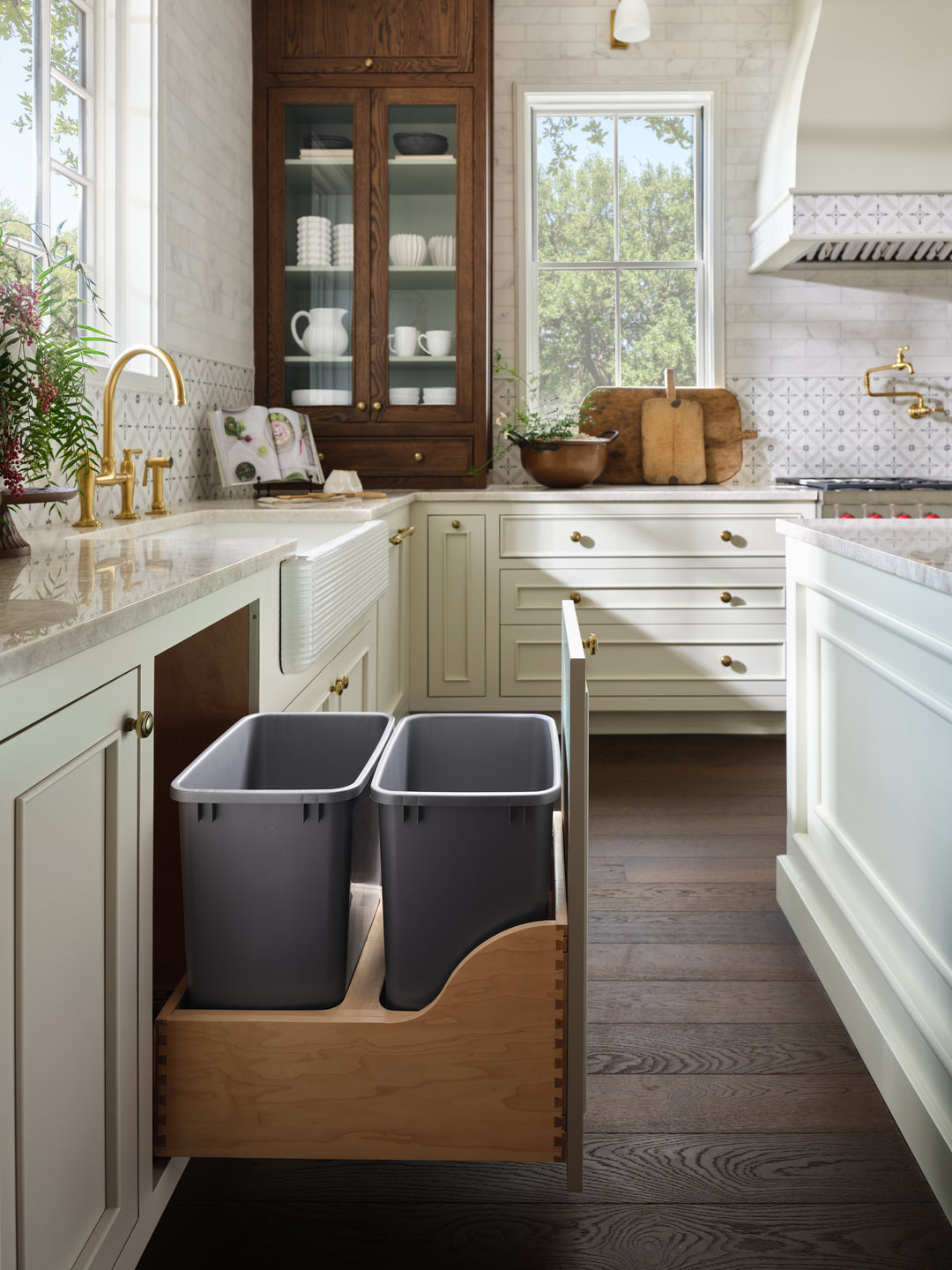 Rev-A-Shelf Dual Pullout Trash Cans 50 qt. with Soft-close Slides, 4WCSC-2150DM-2