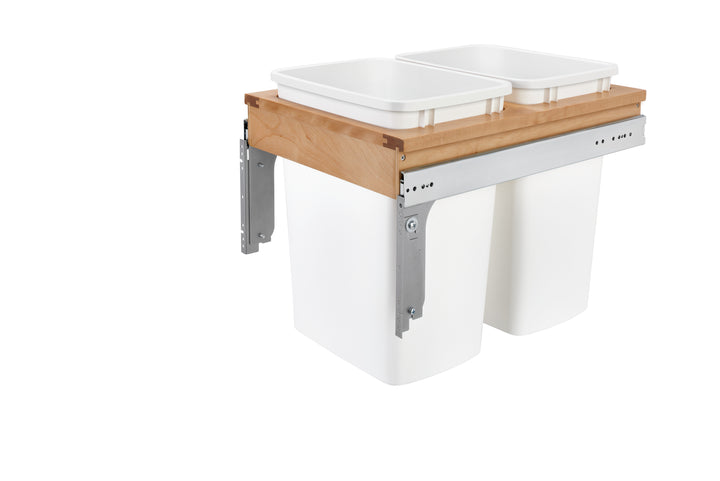 Rev-A-Shelf Double Pullout Top Mount Trash Can 35 qt., White, 4WCTM-18DM2-419-FL