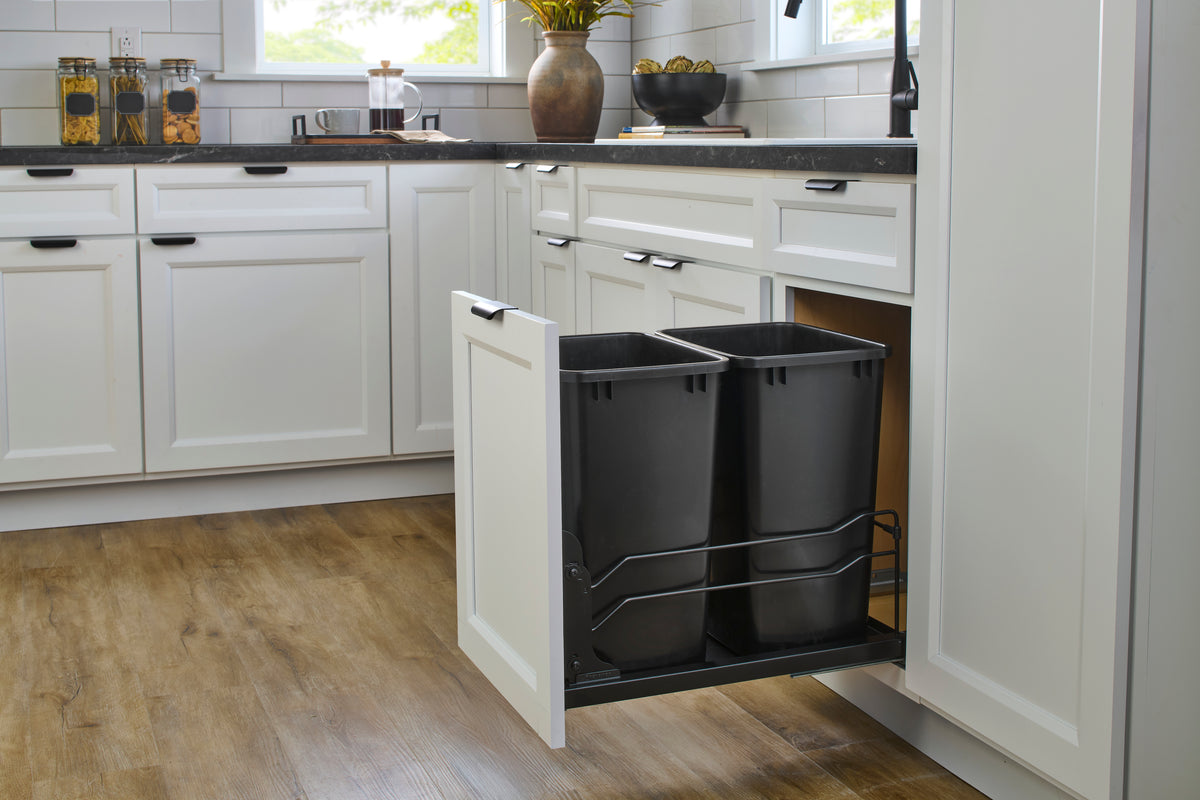Rev-A-Shelf Double Pullout Kitchen Trash Can 35 qt. Soft-Close 53WC-1835SCDM-218
