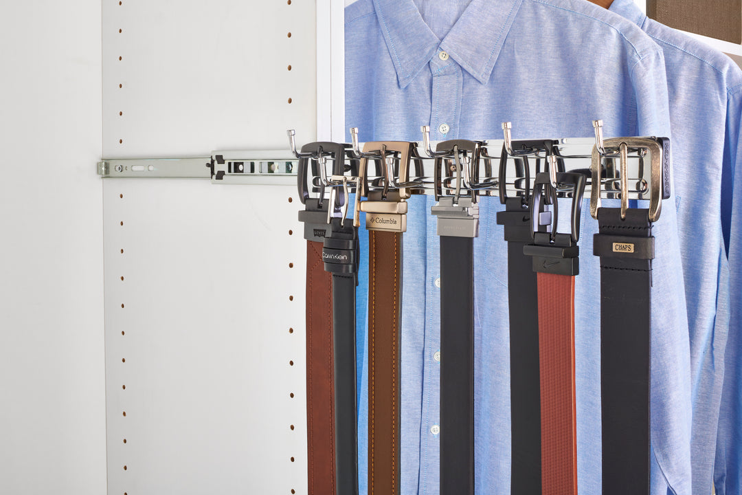 Rev-A-Shelf 14" Pullout Belt Rack Closet Storage Organizer, Chrome, BRC-14CR - VMInnovations