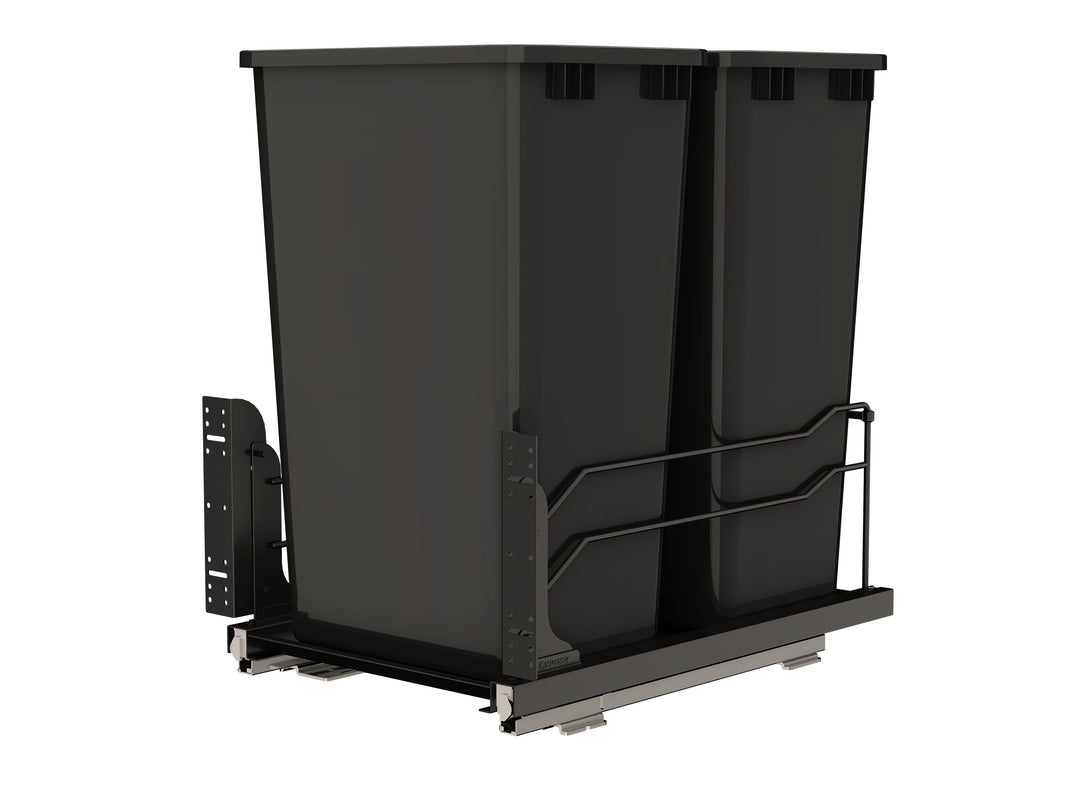 Rev-A-Shelf Double Pullout Kitchen Trash Can 50 qt. Soft-Close 53WC-2150SCDM-218
