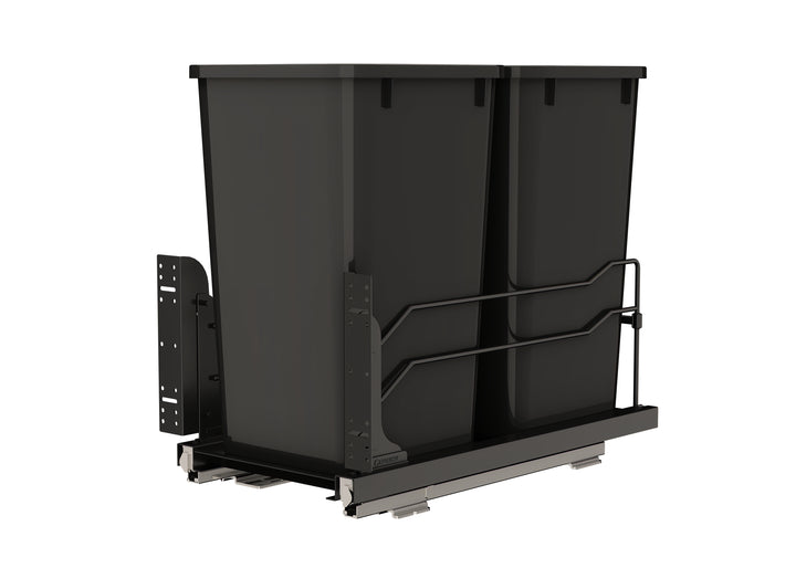 Rev-A-Shelf Double Pullout Kitchen Trash Can 27 qt. Soft-Close 53WC-1527SCDM-218