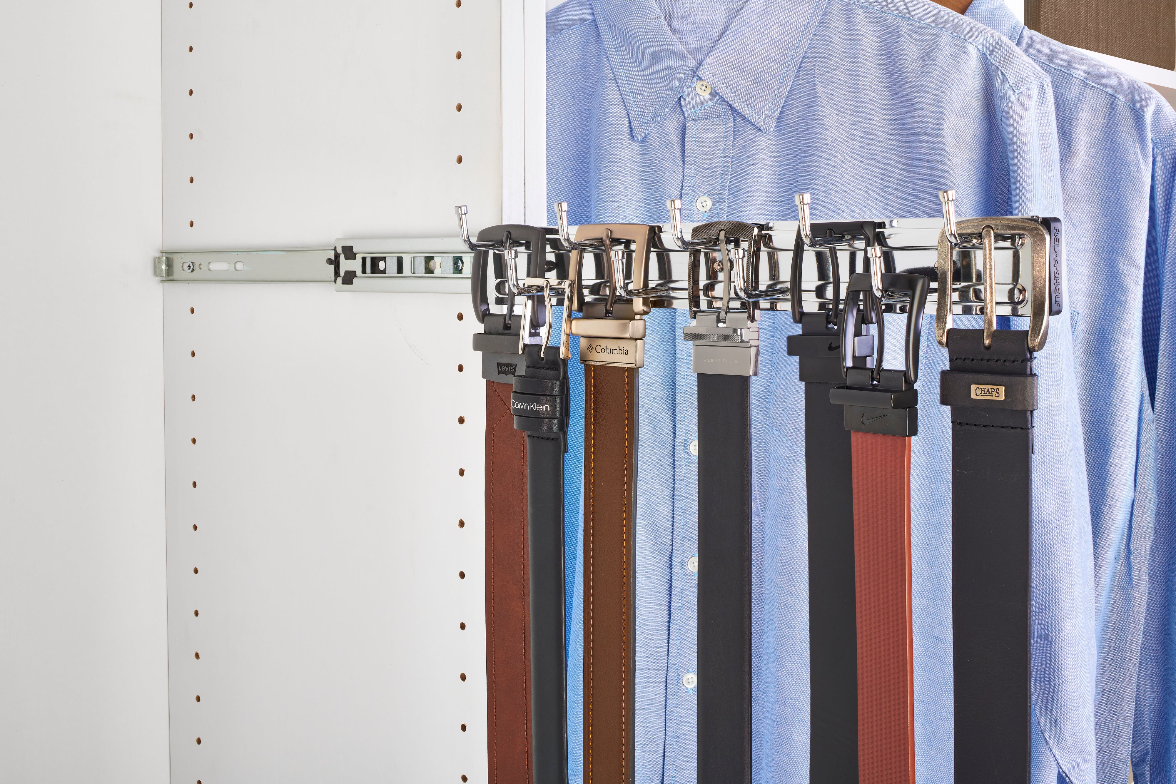 Rev-A-Shelf 14" Sliding Belt Rack for Custom Closet Systems, Chrome, BRC-14CR