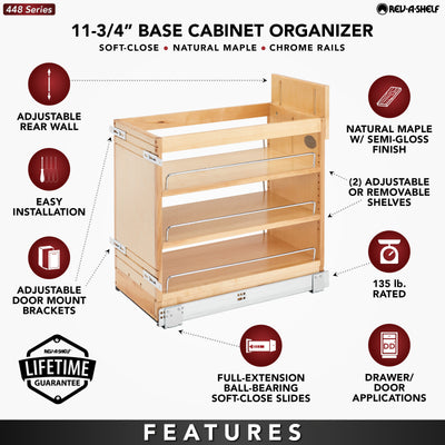 Rev-A-Shelf 448-BDDSC-11C 11 Inch Door/Drawer Base Cabinet Organizer (Used)