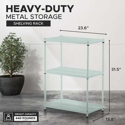 Design Ideas 3 Tier Full-Size Metal Storage Shelving Unit Rack, Green (Open Box) - VMInnovations