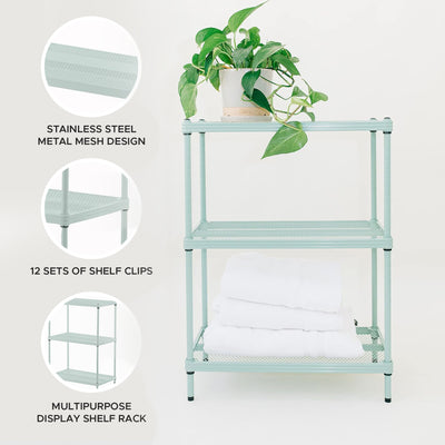 Design Ideas 3 Tier Full-Size Metal Storage Shelving Unit Rack, Green (Open Box) - VMInnovations