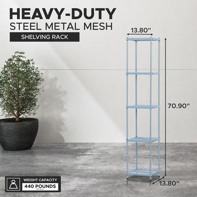 Design Ideas MeshWorks 5 Tier Tower Metal Storage Shelving Unit Rack (Open Box) - VMInnovations