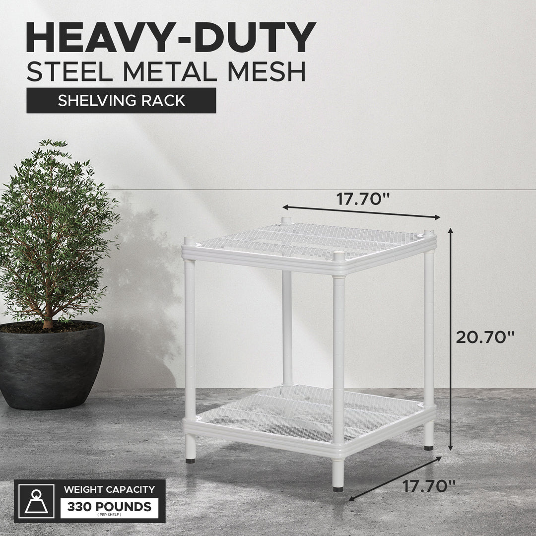 Design Ideas MeshWorks 2 Tier Narrow Metal Storage Shelving Rack, White (Used) - VMInnovations