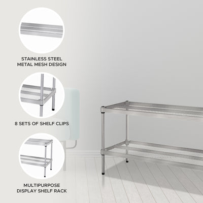 Design Ideas 2 Tier Full-Size Metal Storage Shelving Unit Rack, Silver(Open Box)
