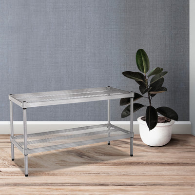 Design Ideas 2 Tier Full-Size Metal Storage Shelving Unit Rack, Silver (Used) - VMInnovations