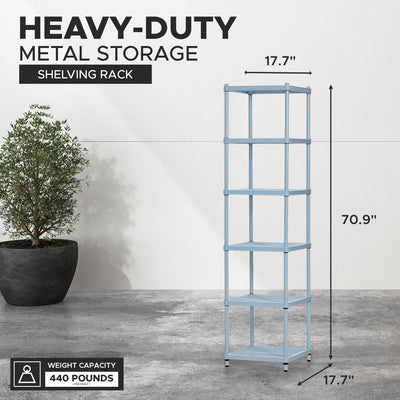 Design Ideas MeshWorks 6 Tier Tower Metal Storage Shelving Unit Rack, Sky Blue - VMInnovations