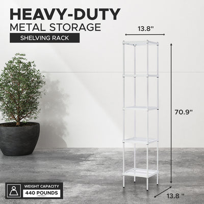 Design Ideas 5 Tier Tower Metal Storage Shelving Unit Rack, White (For Parts) - VMInnovations