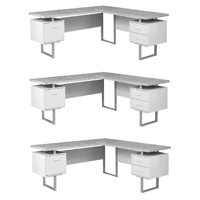 Monarch Specialties 70In Contemporary Office Computer Desk, White  (3 Pack)