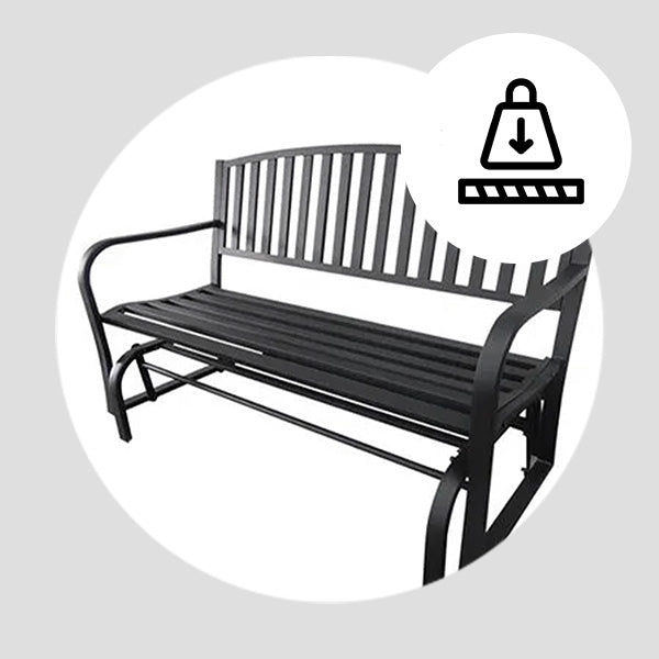 Four Seasons Courtyard Outdoor Steel Glider Bench, Black (Open Box) - VMInnovations