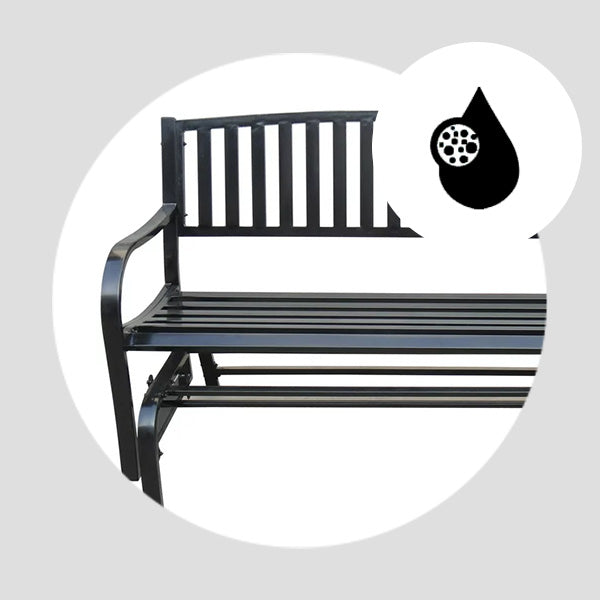 Four Seasons Courtyard Outdoor Steel Glider Bench, Black (Open Box)