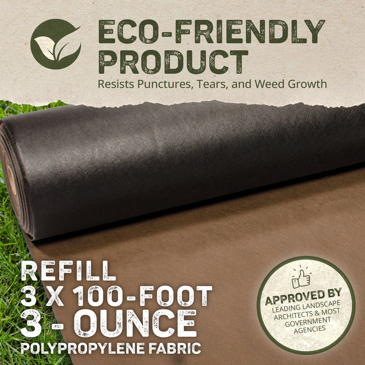 DeWitt Weed Barrier Pro Landscape Fabric in Brown (3 Ounces), 3' x 100' Refill