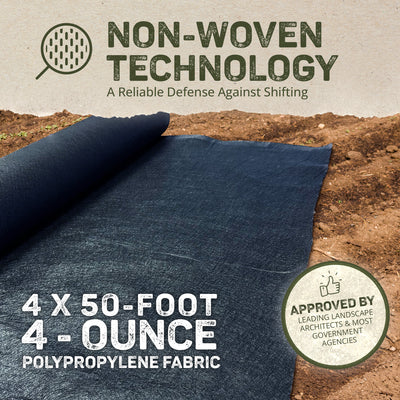 DeWitt Non Woven 4 Oz Filter Fabric Patio or Sidewalk Protection Cover, 4' x 50' - VMInnovations