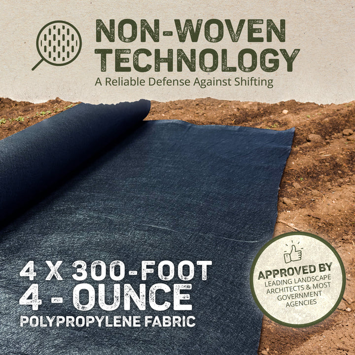 DeWitt Non Woven 4Oz Filter Fabric Patio or Sidewalk Protection Cover, 4' x 300'