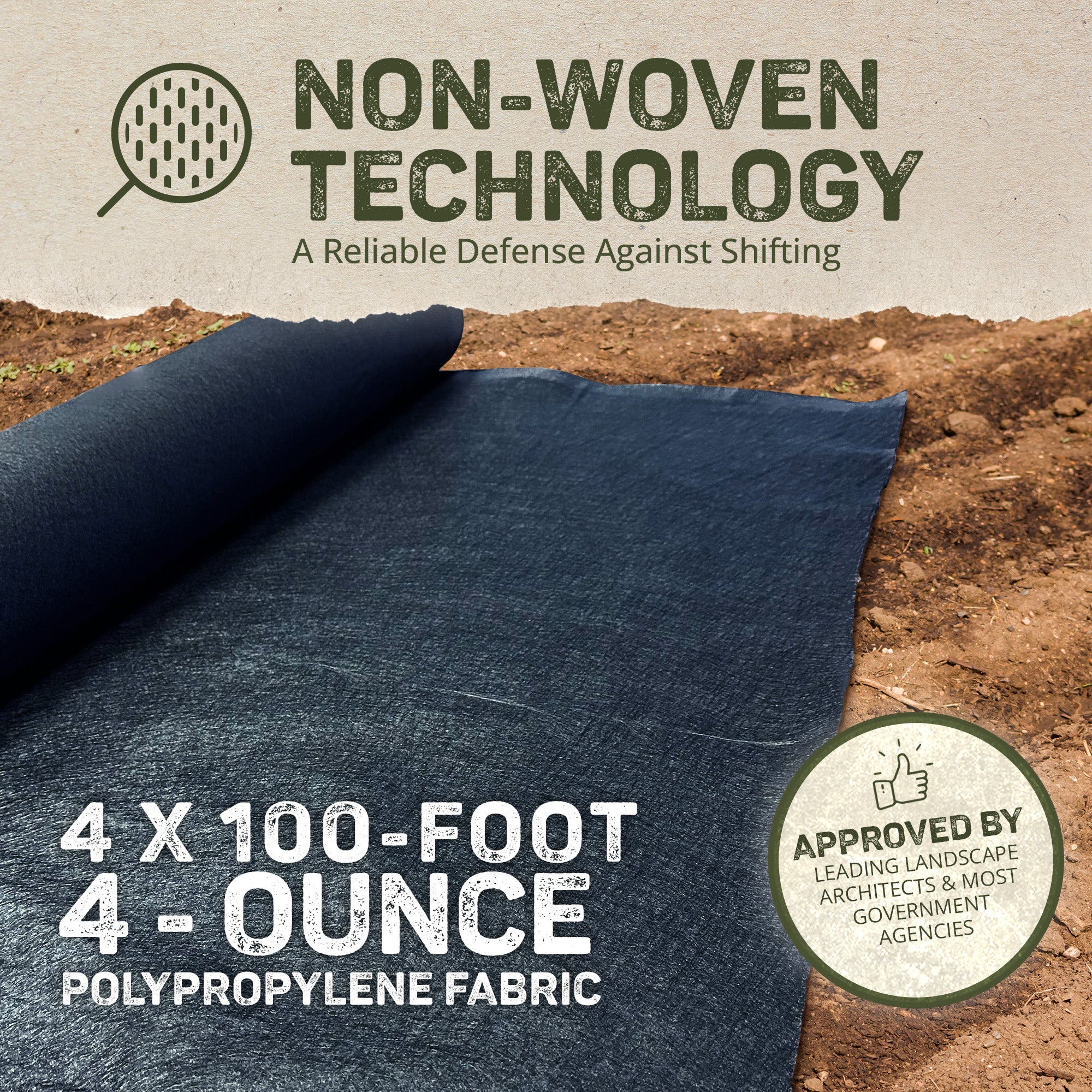 DeWitt Non Woven 4Oz Filter Fabric Patio or Sidewalk Protection Cover, 4' x 100' - VMInnovations