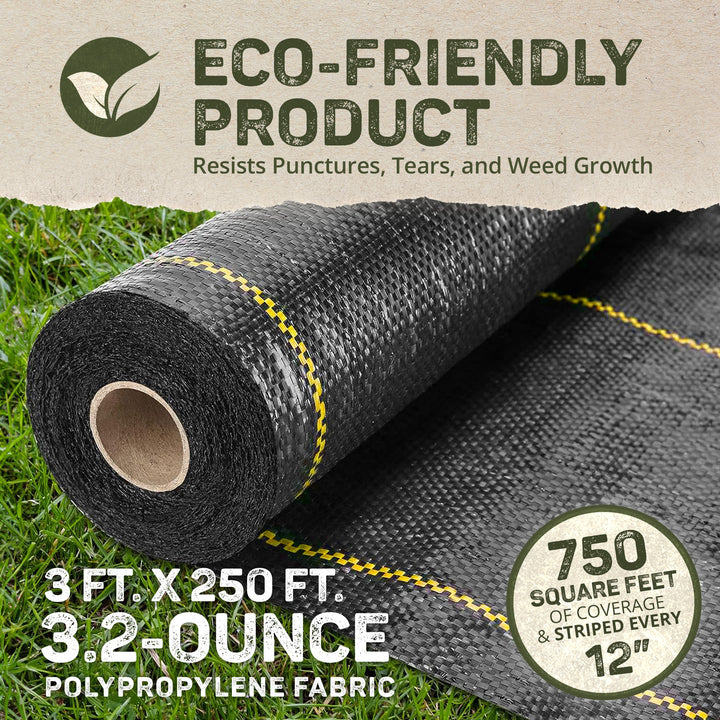 DeWitt P3 Pro 5 5oz 3' x 250' Commercial Landscape Weed Barrier Ground Fabric