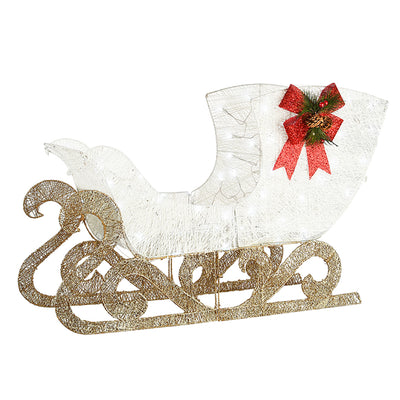 National Tree Company Pre Lit White Sisal Reindeer & Sleigh Decor (Used) - VMInnovations