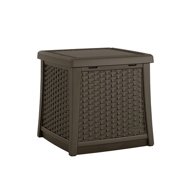 Suncast 13-Gallon Patio End Table w/ Storage w/ Suncast Loveseat w/ Storage