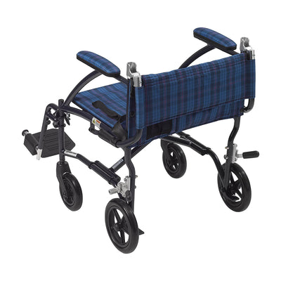 Drive Medical Fly Lite Aluminum 19 Inch Comfort Seat Transport Wheelchair, Blue