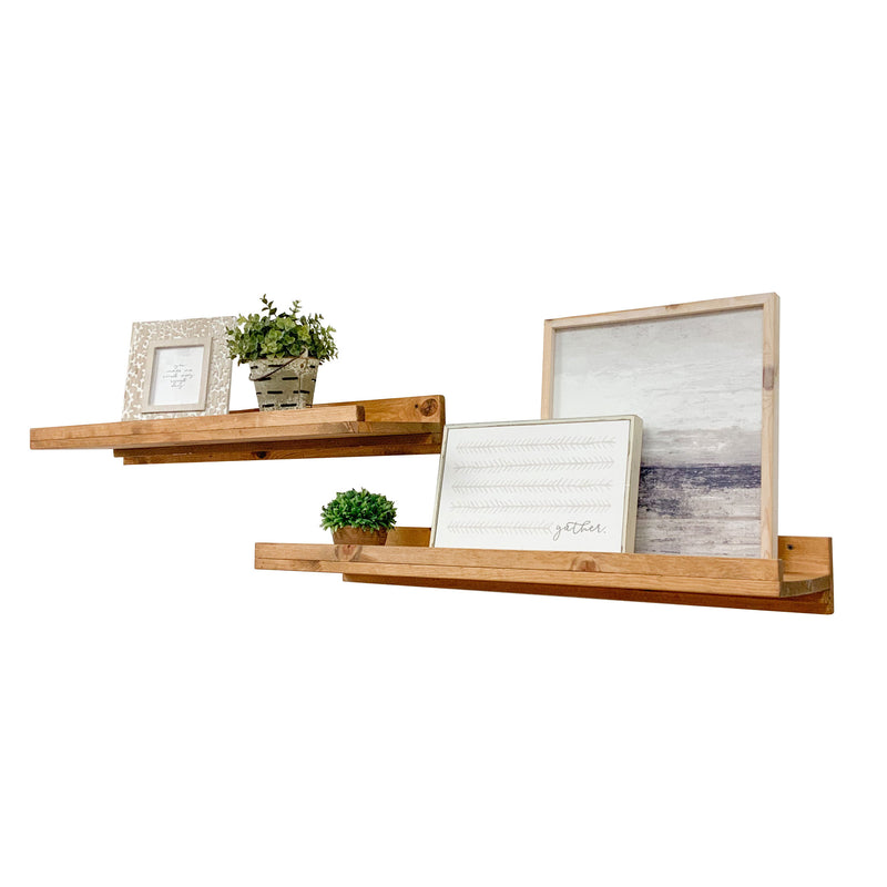 del Hutson Designs 36 Inch Rustic Luxe Wood Wall Mount Floating Shelves, Walnut