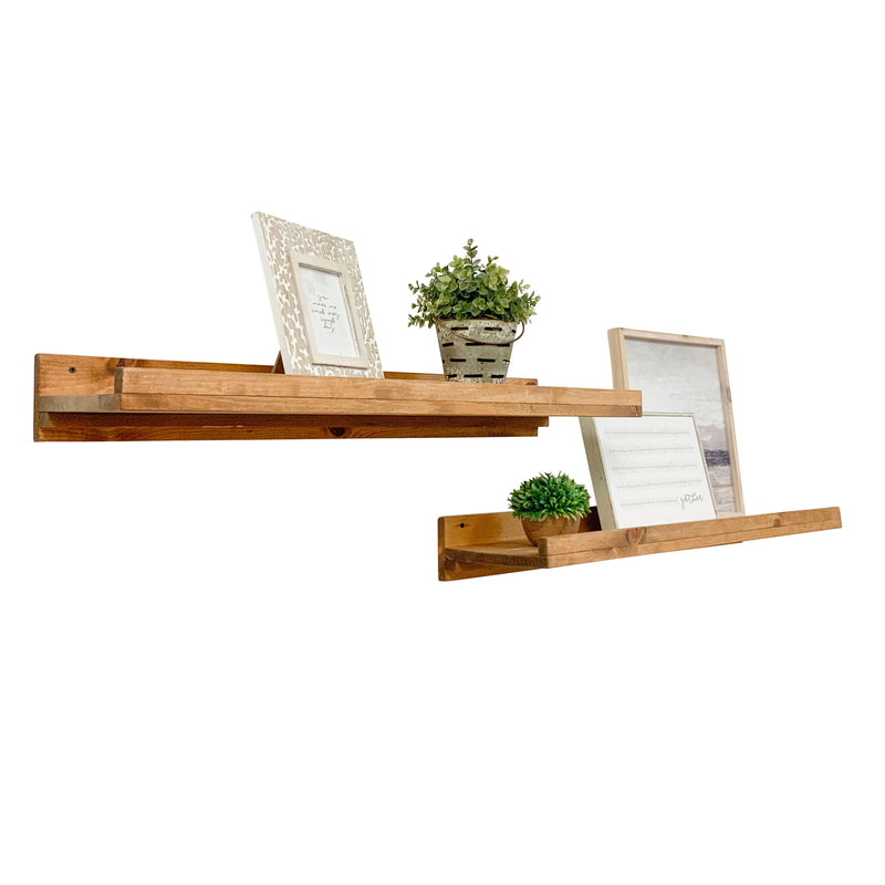 del Hutson Designs 36 Inch Rustic Luxe Wood Wall Mount Floating Shelves, Walnut