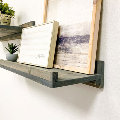 del Hutson Designs 36 Inch Rustic Luxe Wood Wall Mounted Floating Shelves, Gray