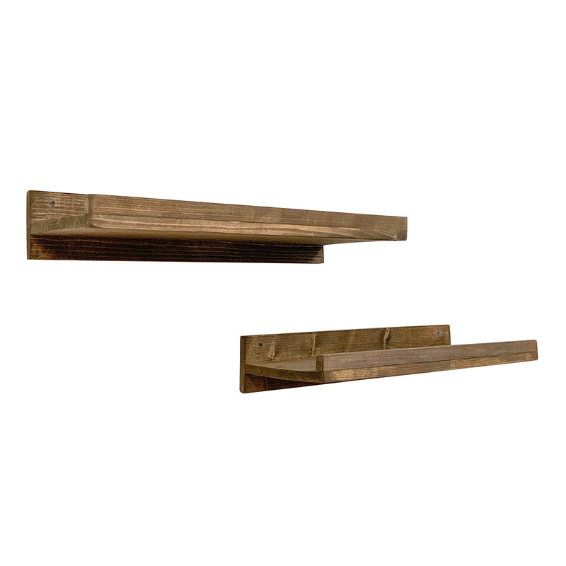 del Hutson Designs 24" Rustic Luxe Wood Wall Mount Floating Shelves, Dark Walnut