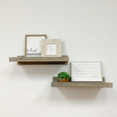 del Hutson Designs 24" Rustic Luxe Wood Wall Mounted Floating Shelves, Gray
