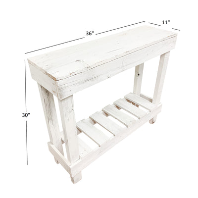 del Hutson Designs 38 Inch Reclaimed Wood Rustic Barnwood Entry Table, White
