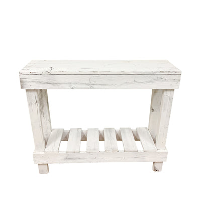 del Hutson Designs 38 Inch Reclaimed Wood Rustic Barnwood Entry Table, White