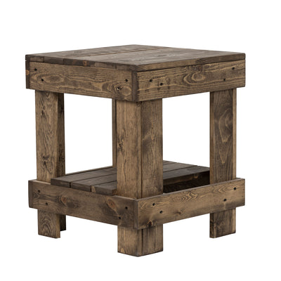 del Hutson Designs Reclaimed Solid Wood Rustic End Table, Dark Walnut(For Parts)