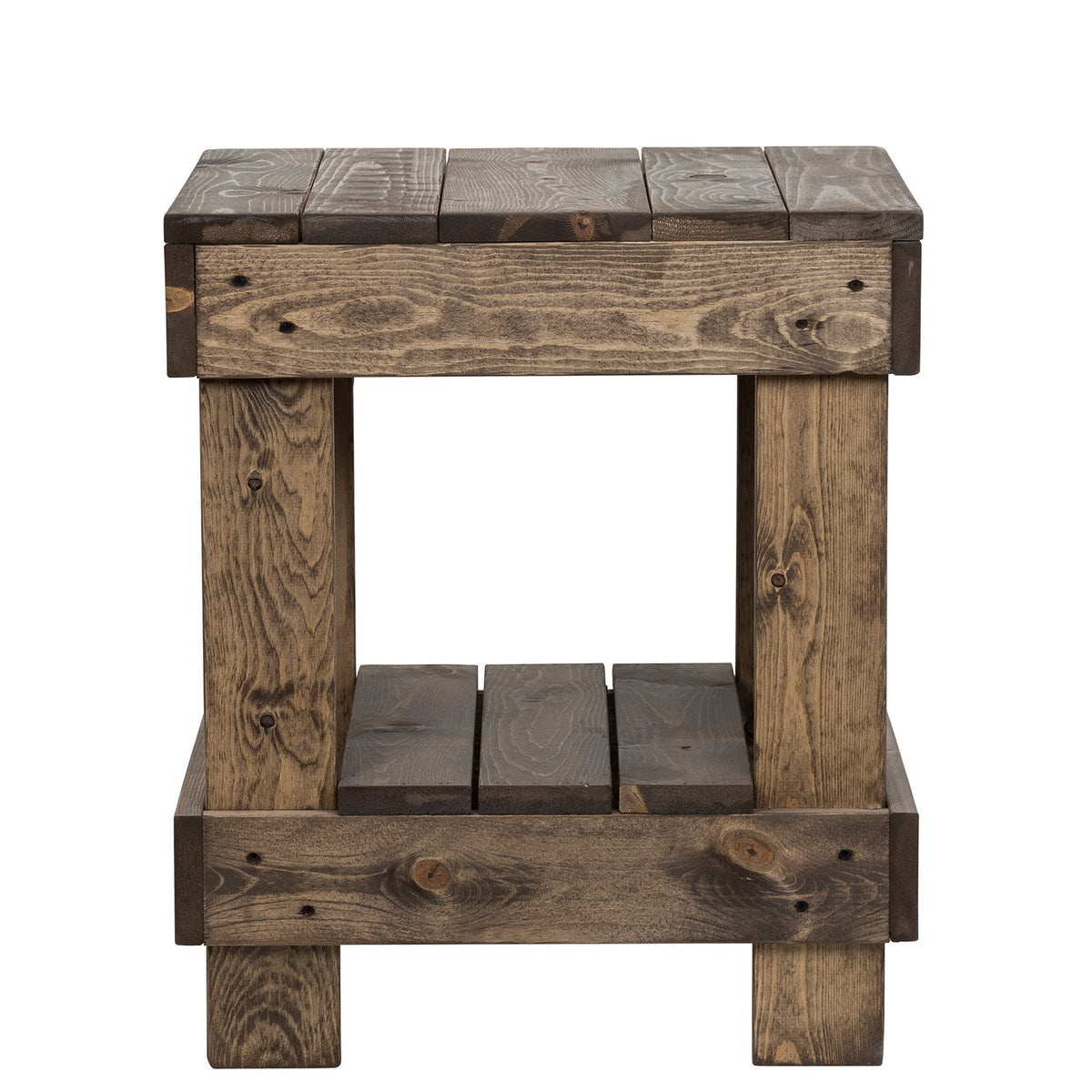 del Hutson Designs Reclaimed Solid Wood Rustic End Table, Dark Walnut(For Parts)
