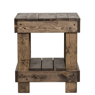 del Hutson Designs Reclaimed Solid Wood Rustic End Table, Dark Walnut(For Parts)