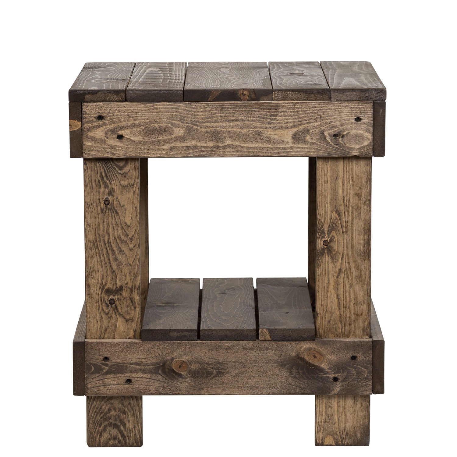del Hutson Designs Reclaimed Solid Wood Farmhouse Rustic End Table, Dark Walnut (Refurbished)