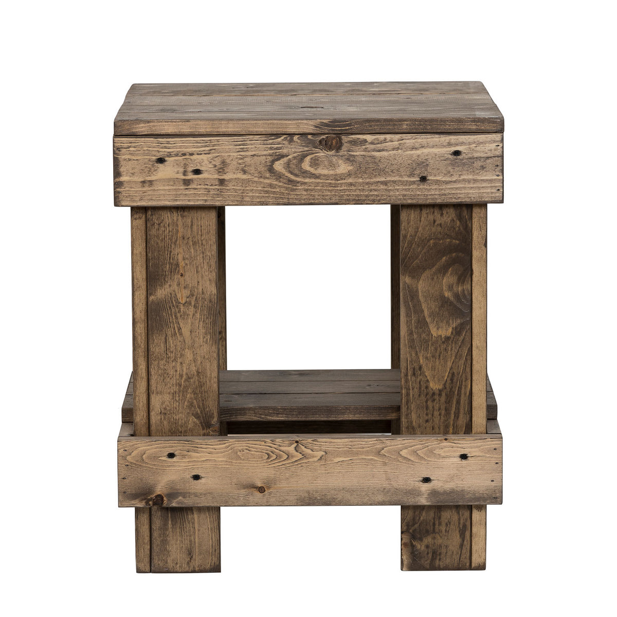 del Hutson Designs Reclaimed Solid Wood Rustic End Table, Dark Walnut (Used)