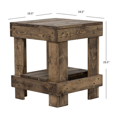 del Hutson Designs Reclaimed Solid Wood Rustic End Table, Dark Walnut(For Parts)